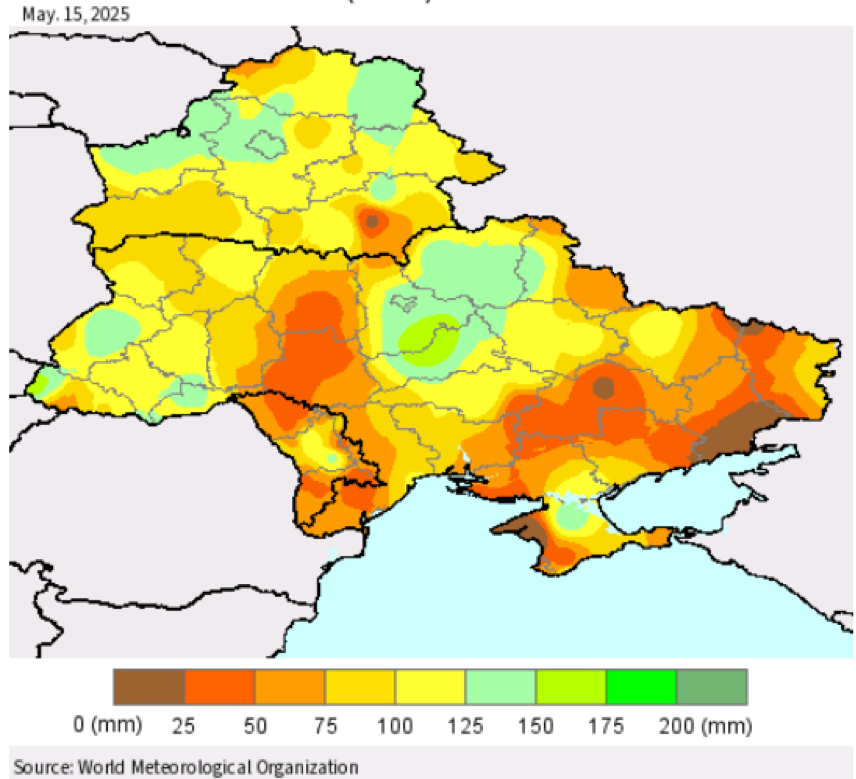 Запаси вологи у грунті в Україні. Джерело World Meteorological Organization